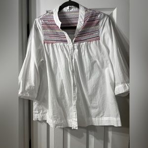 Brisk white top ~embroidery - size S